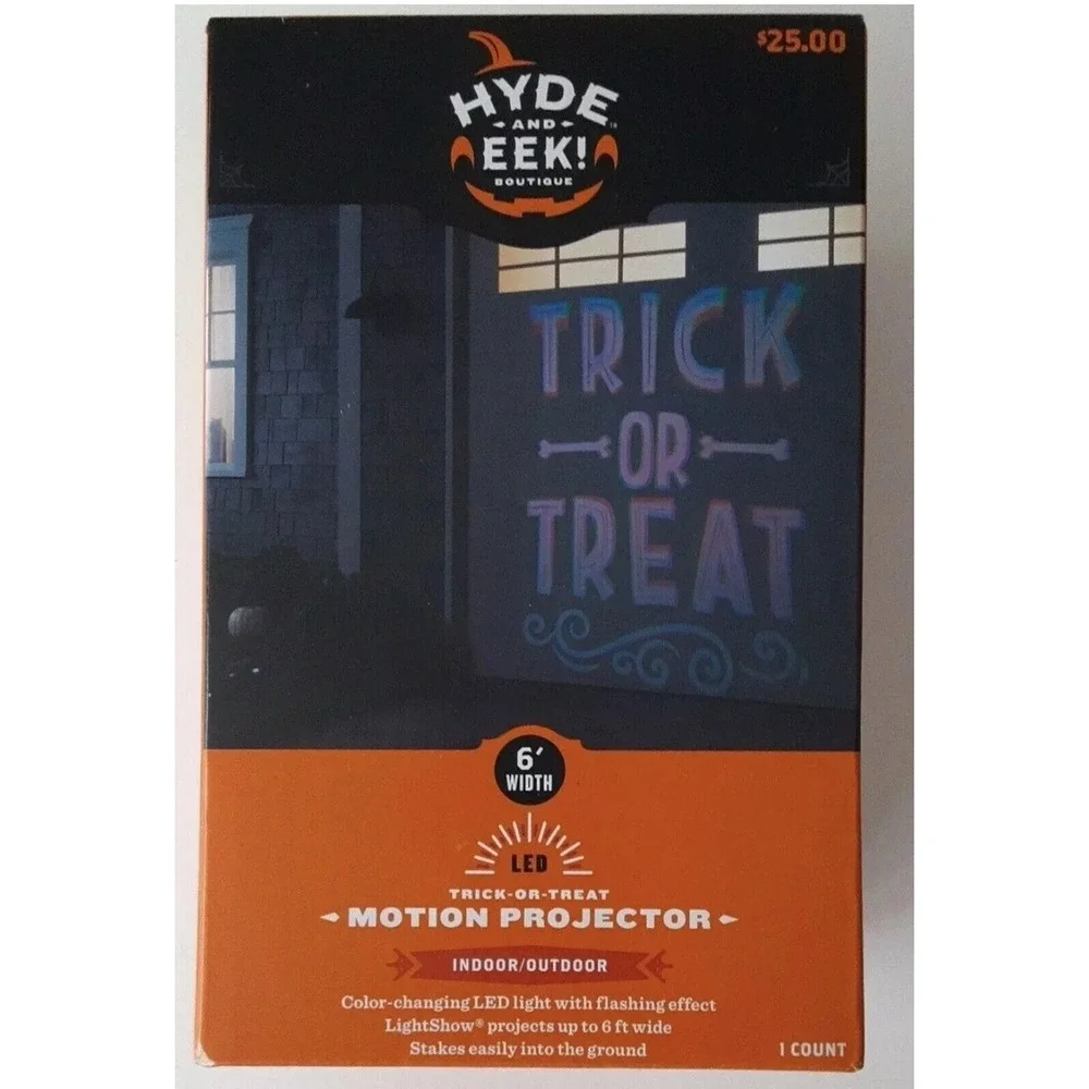 ⚡️Hyde & Eek Trick or‎ Treat LED Light Motion Projector 6ft Halloween Decoration